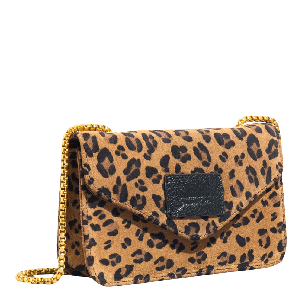Bolsa Envelope Estampa Animal Print Onça Alça Transversal