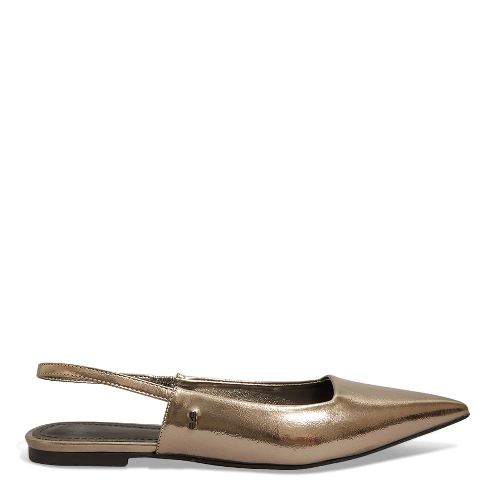 Sapatilha Slingback Metalizada Reflexo Cinza Pewter