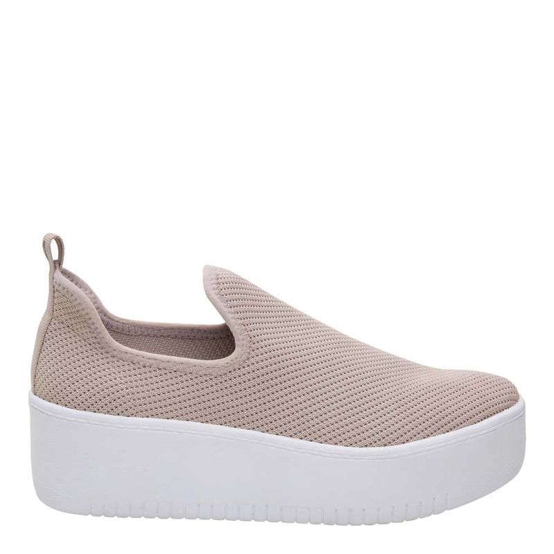 Tênis slip on knit sola alta bege - santalolla