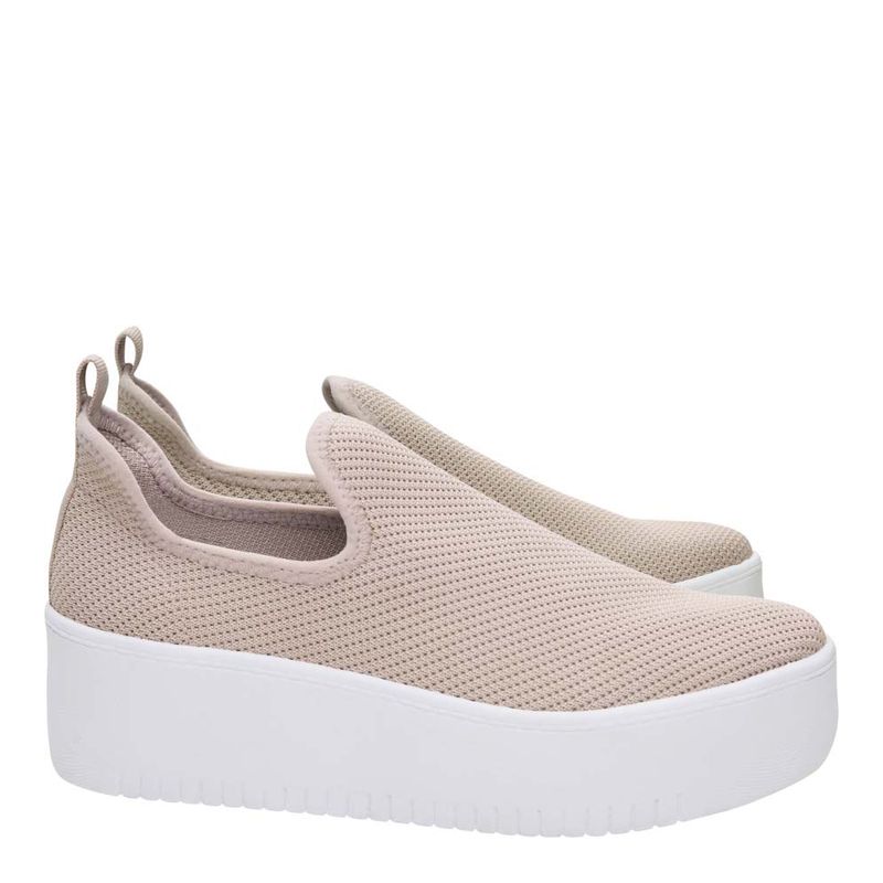 Tênis slip on knit sola alta bege - santalolla