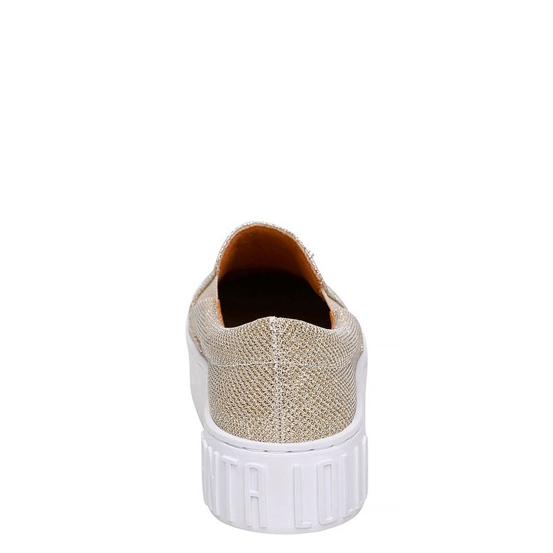 Tênis slip on sola alta glitter dourado - santalolla
