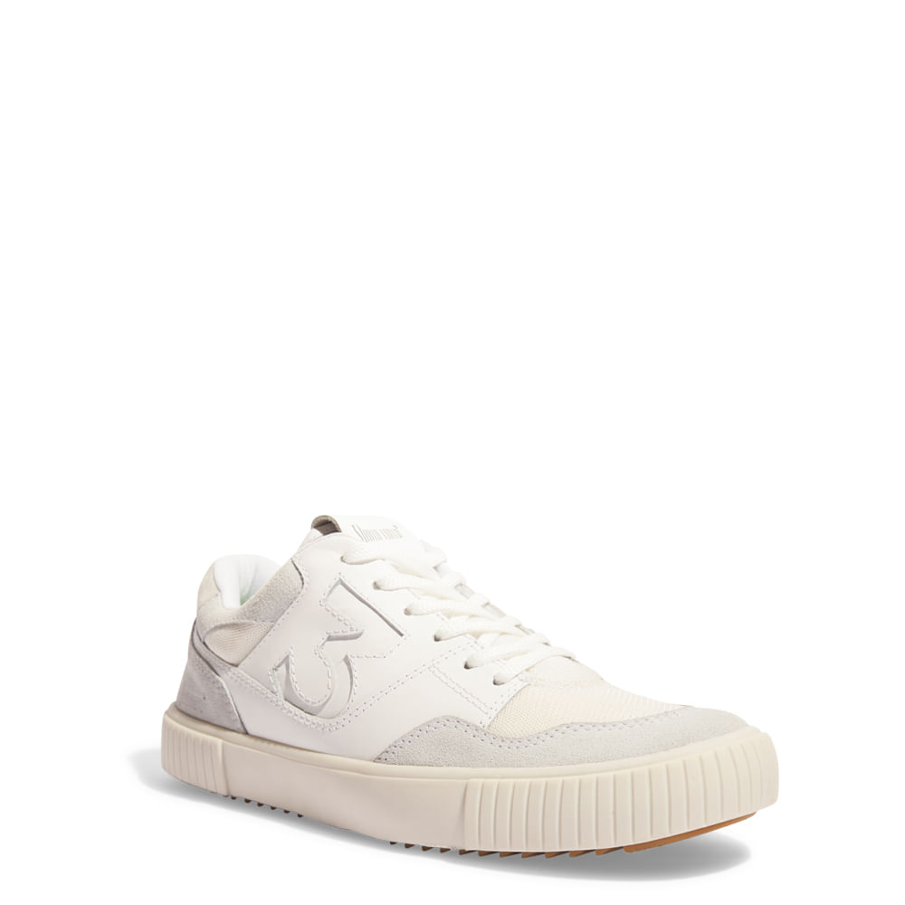 Tênis Masculino Couro Camurça Off White E Cinza