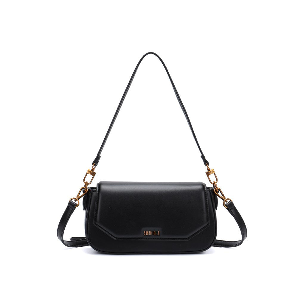 Bolsa Baguete Média Soft Alça Ombro Preta
