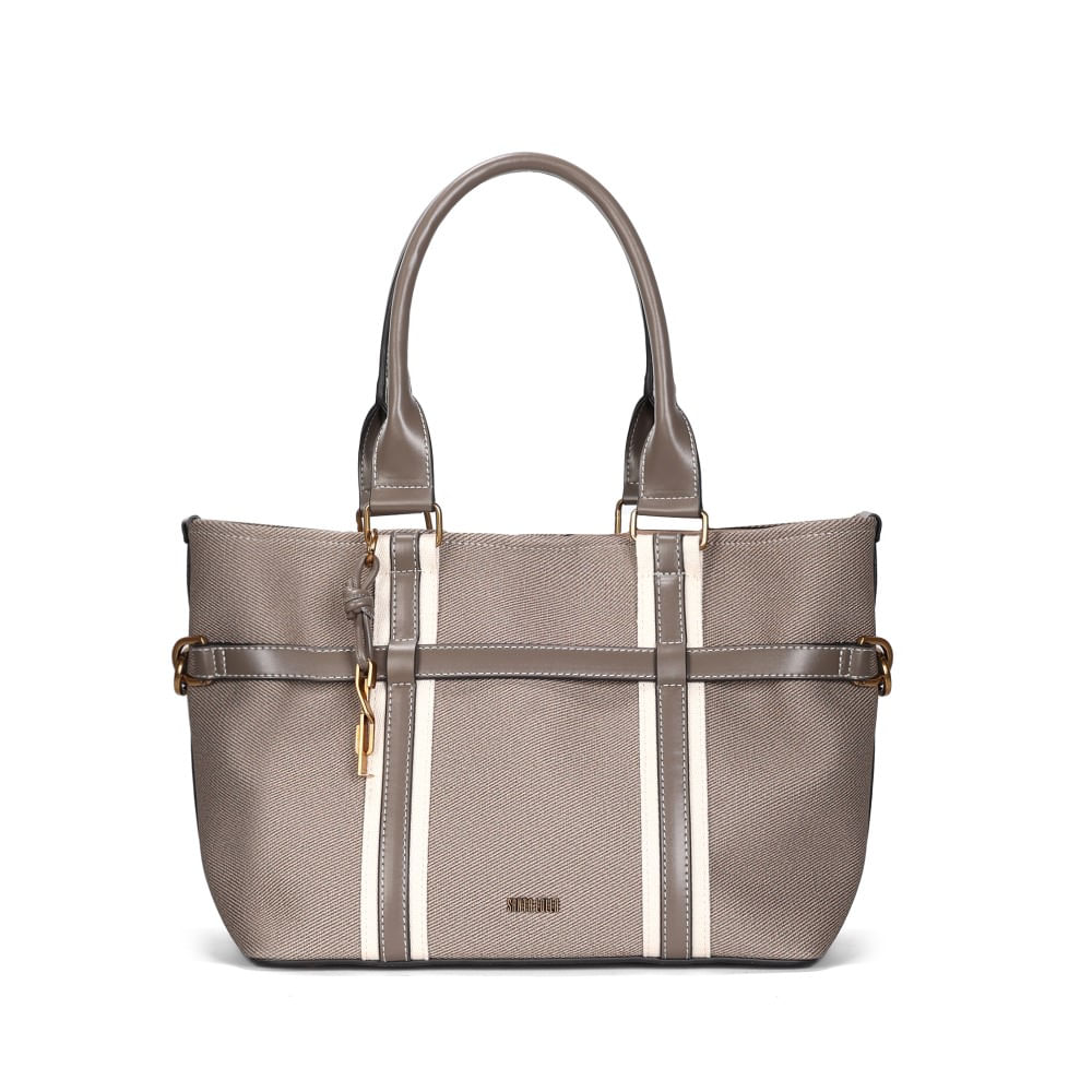 Bolsa Grande E Clutch Floater Cinza Pespontos