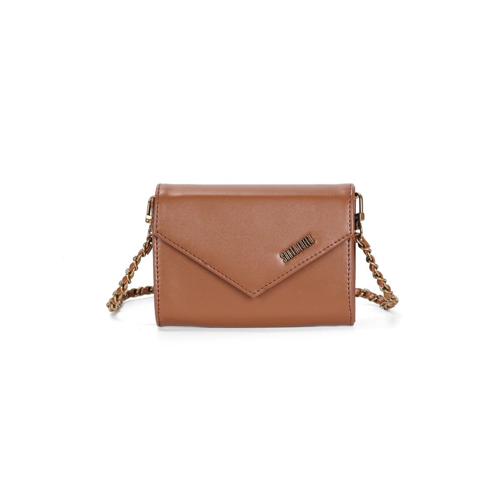 Bolsa Carteira Soft Alça Corrente Transversal Marrom