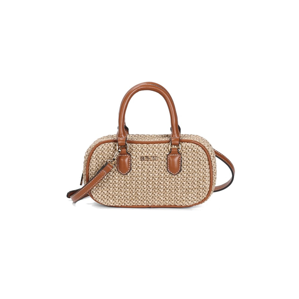 Bolsa Pequena Tramado Transversal Marrom