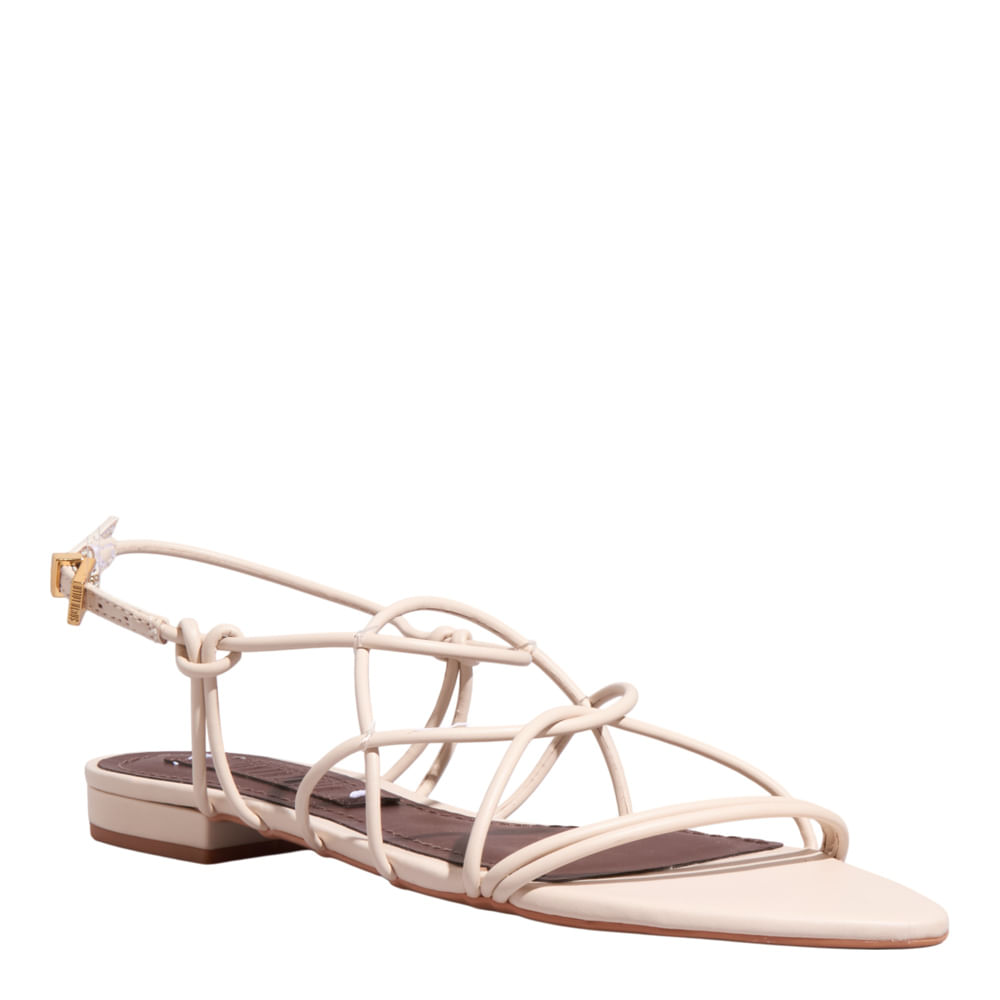 Rasteira Bico Folha Napa Soft Off White