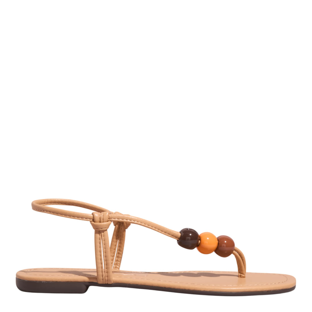 Rasteira Napa Soft Bege Bico Quadrado