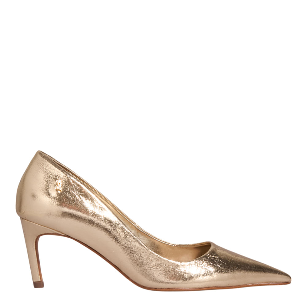 Scarpin Couro Metalizado Dourado