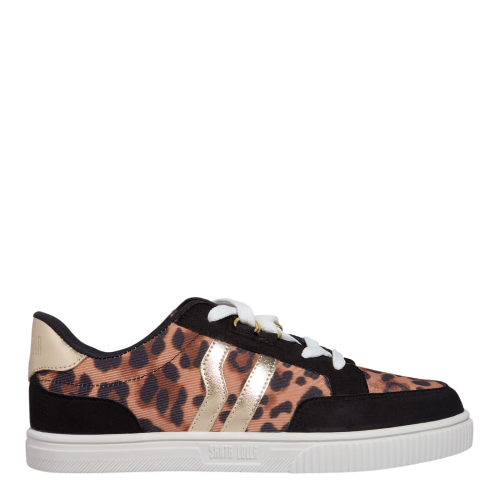 Tênis Couro Camurça Animal Print Onça