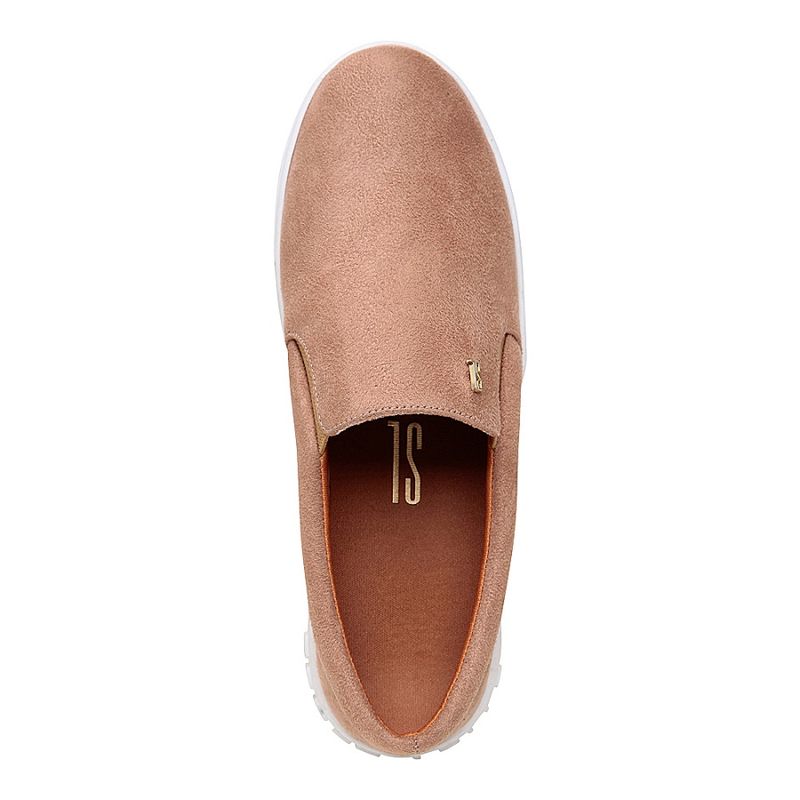 Tênis slip on suede sola alta bege - santalolla