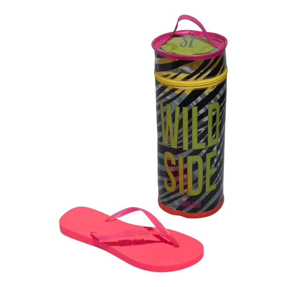 Kit Chinelo Borracha Rosa Pink E Necessarie