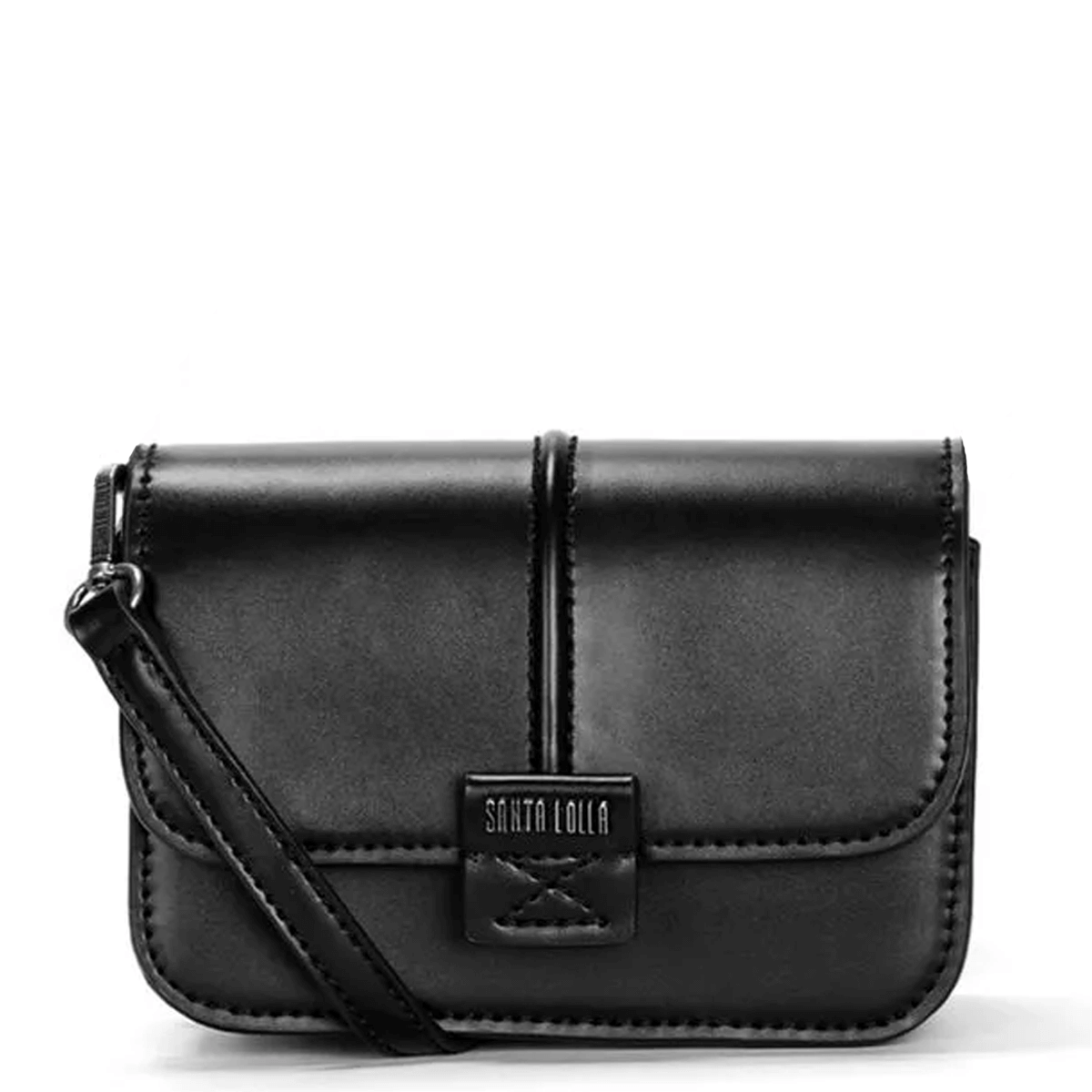 Bolsa Pequena Quadrada Soft Preto Alça Corrente