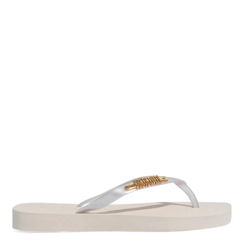 Chinelo Borracha Bico Quadrado Off White