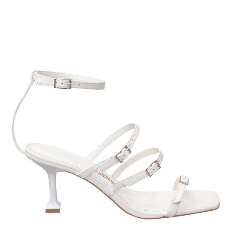 sandalia de fivela branca
