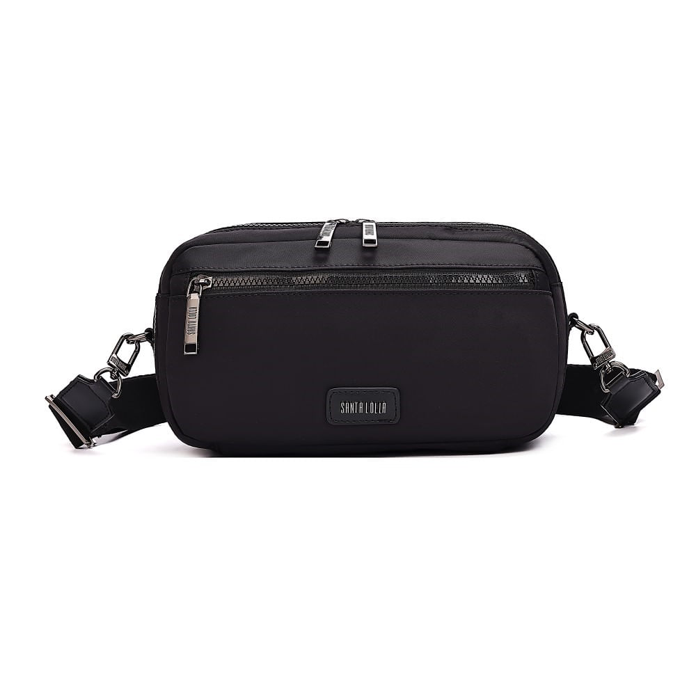 Bolsa Pochete Nylon Preto Alça Gorgurão