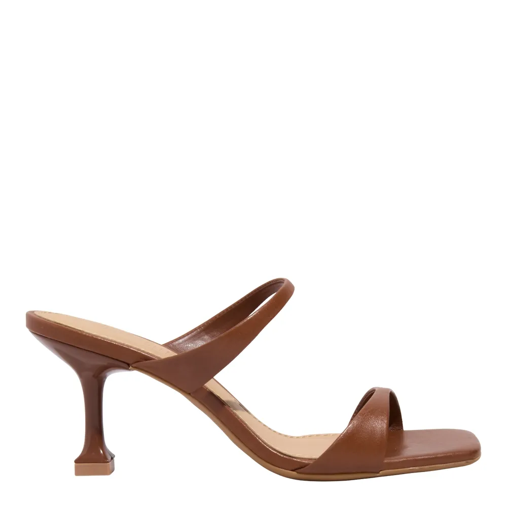 Mule Couro Premium Marrom Terracota Salto Alto Fino
