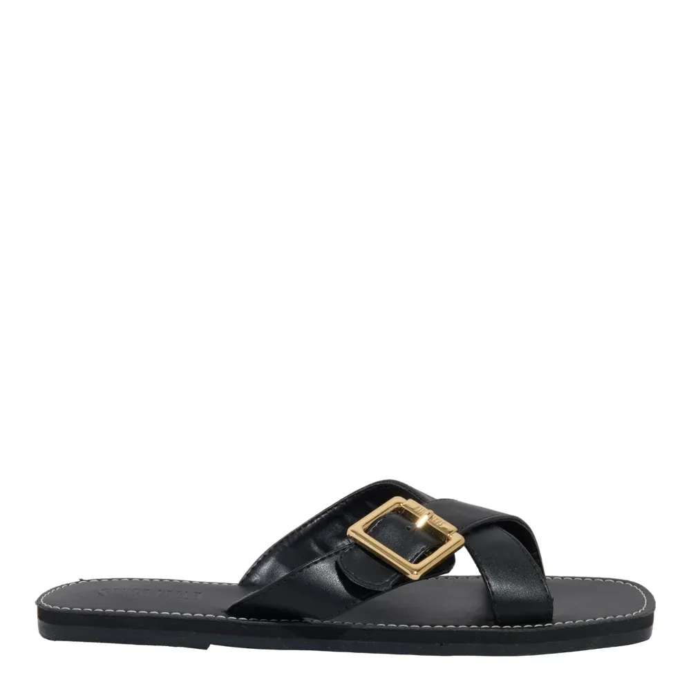 Rasteira Tiras Cruzadas Napa Soft Preto