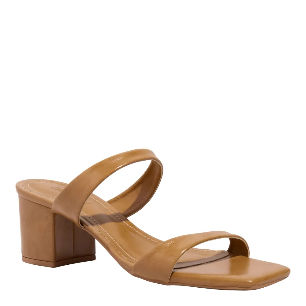 Mule Napa Madri Caramelo Salto Bloco Baixo