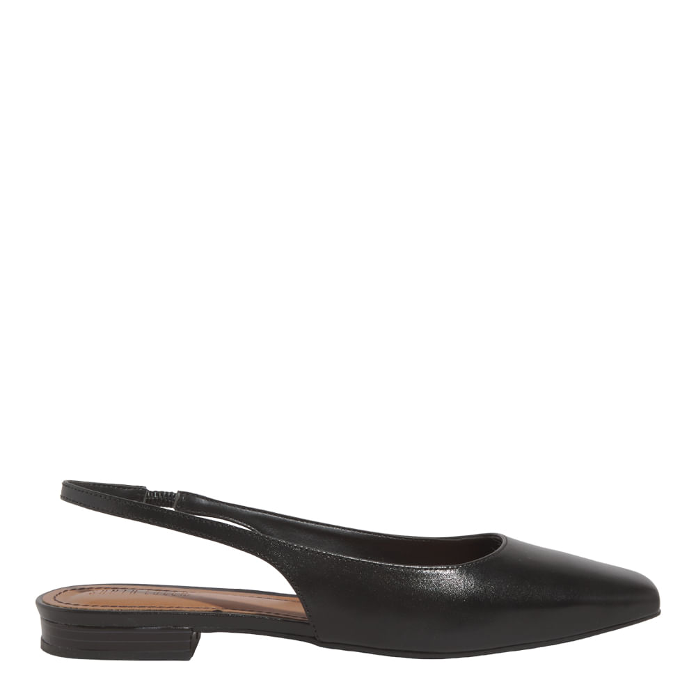 Sapatilha Slingback Couro Confort Preto