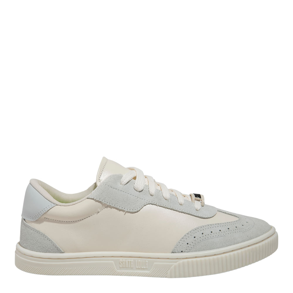 Tênis Couro Sneaker New Marfim e Cinza