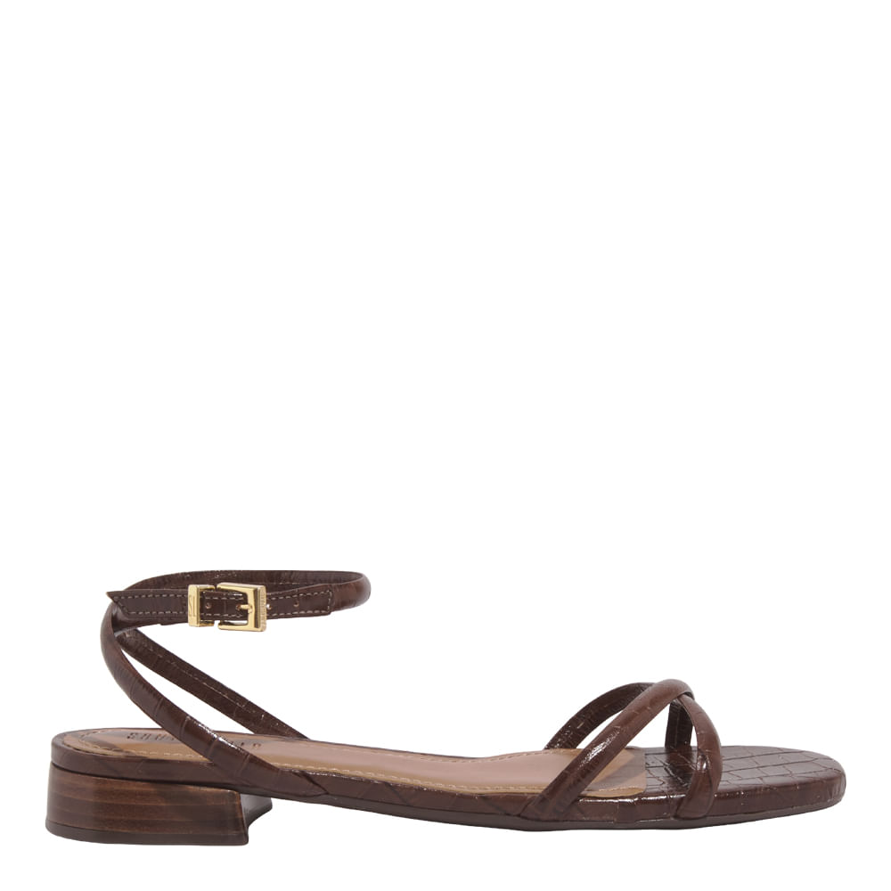 Rasteira Croco Italiano Marrom Dark Cocoa