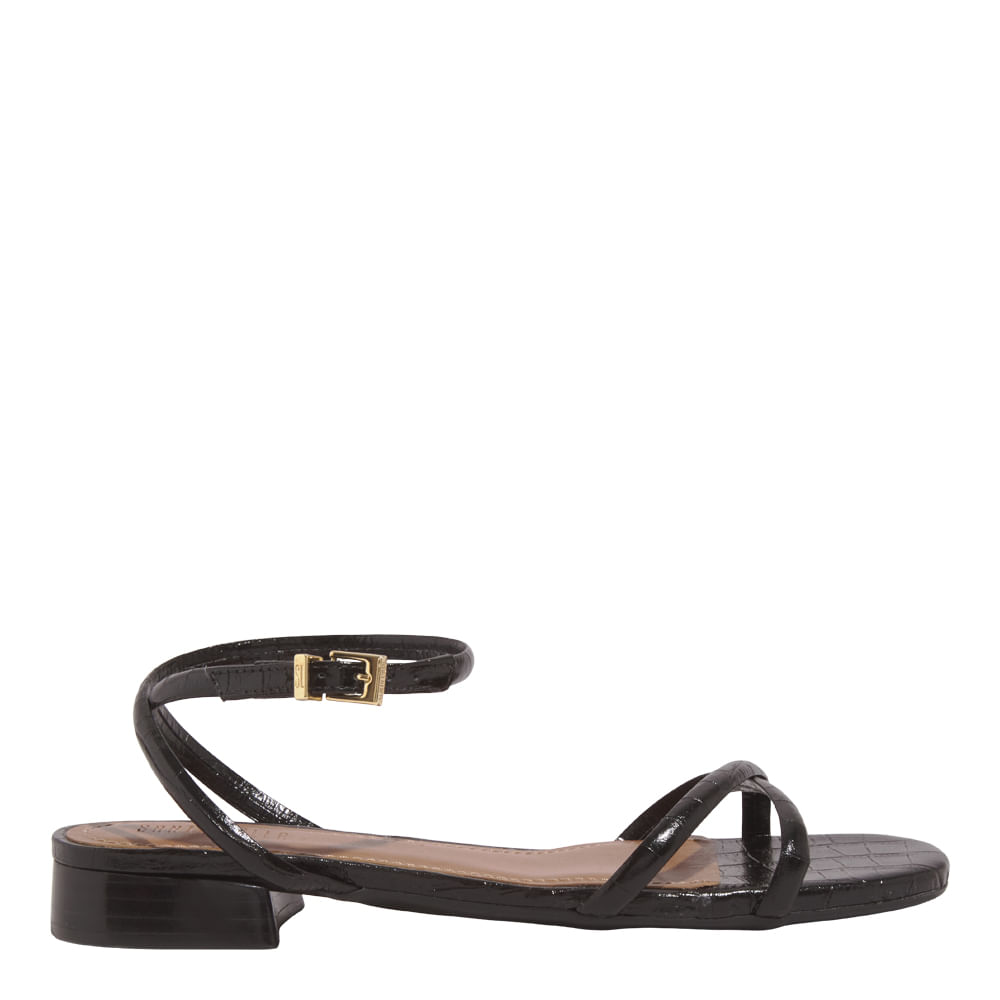 Rasteira Croco Italiano Preto