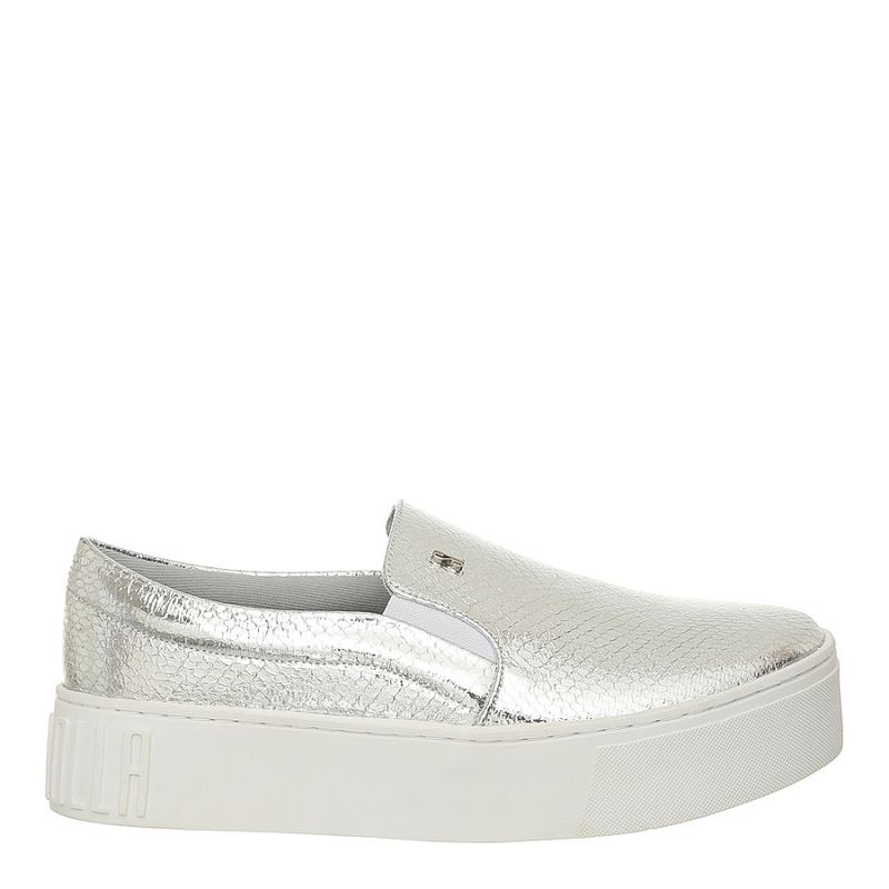 Tênis slip on cobra metalizado prata - santalolla