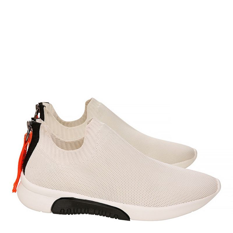 Tênis knit zíper off white - santalolla