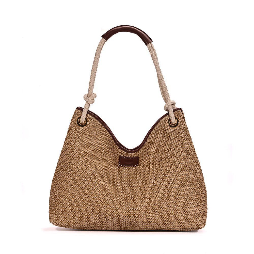 Bolsa Grande Tramado Alça De Ombro Bege
