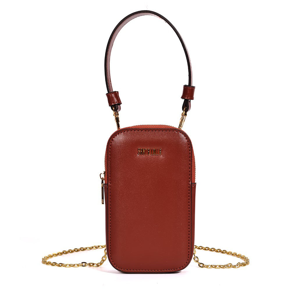 Bolsa Porta Celular Soft Soft Laranja Ferrugem Alça Transversal