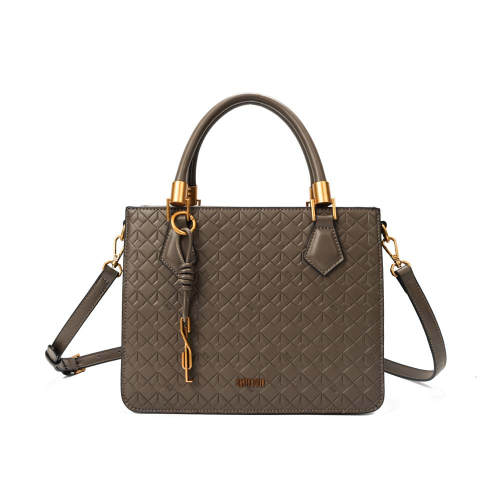 Bolsa Tote Soft Cubos Marrom Alça Dupla