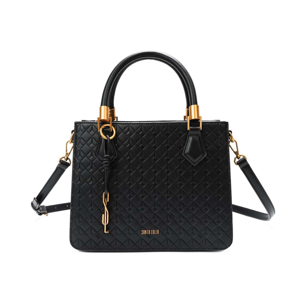 Bolsa Tote Soft Cubos Preta Alça Dupla