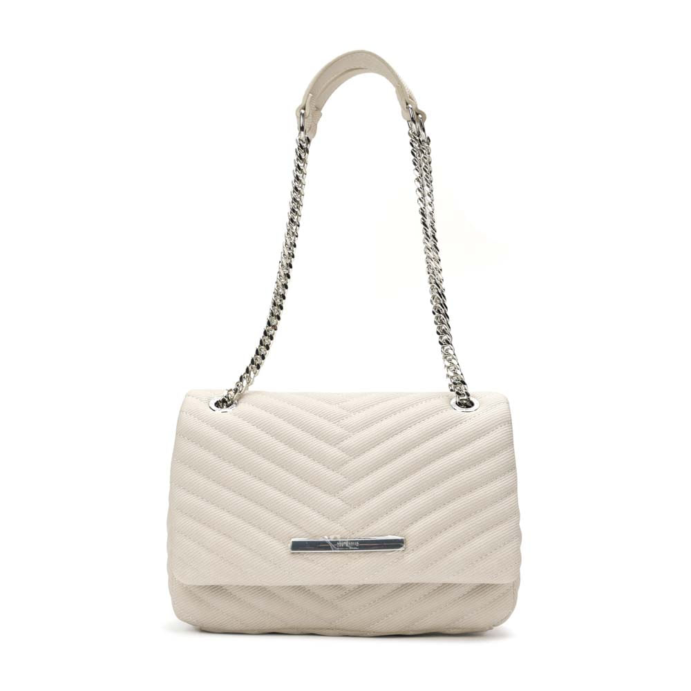 Bolsa Soft Creme Alça De Ombro Corrente