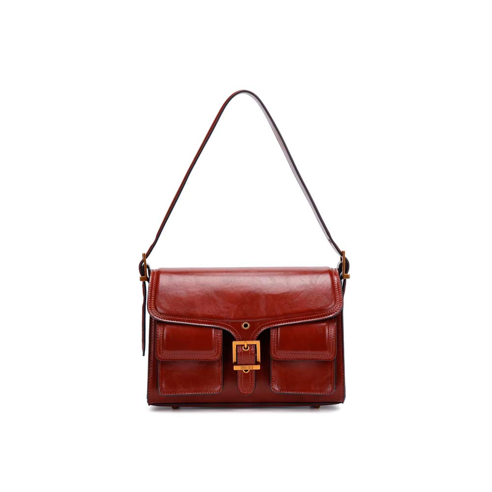 Bolsa Material Rustico Marrom Terracota Alça De Ombro