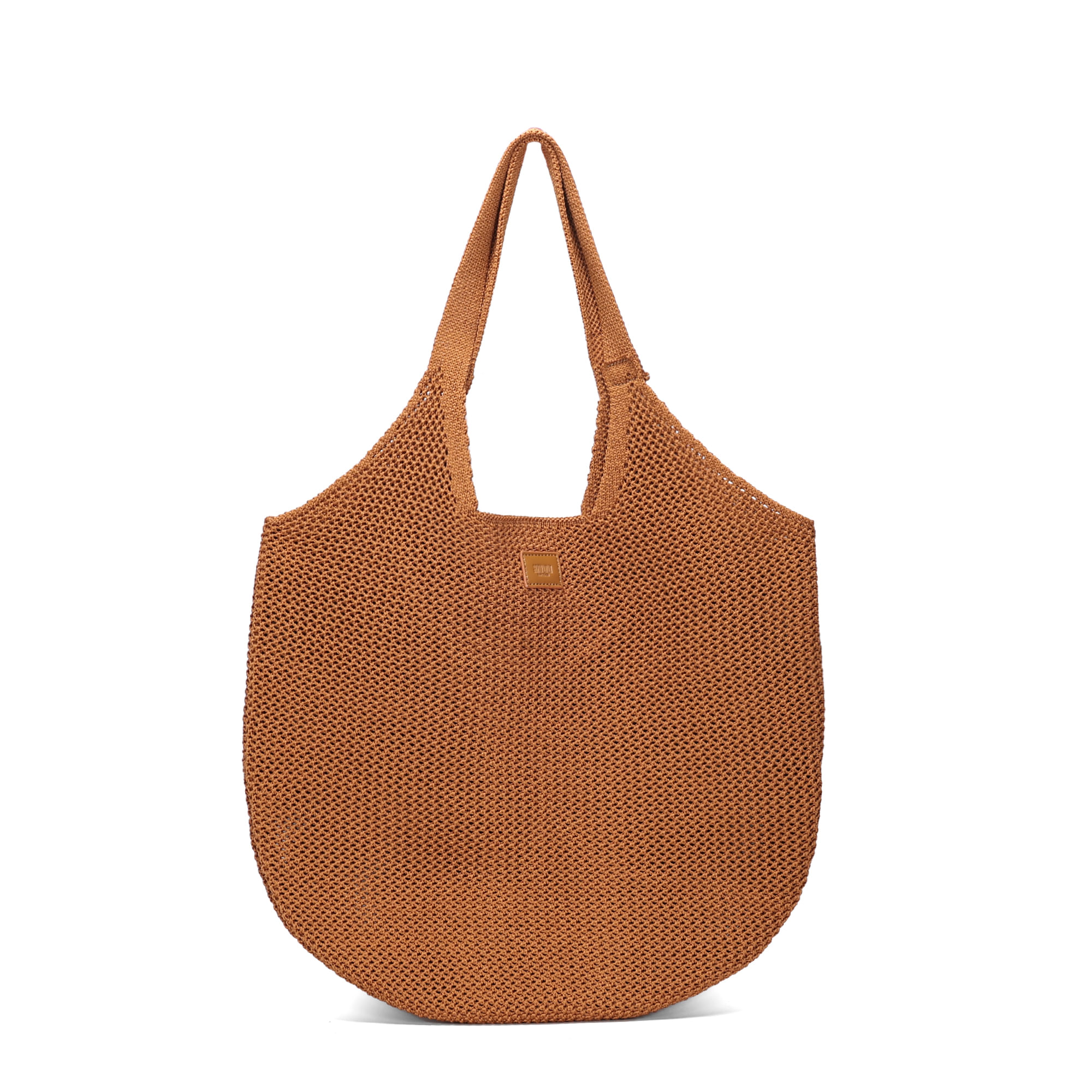 Bolsa Shopper Knit Marrom Alça De Ombro