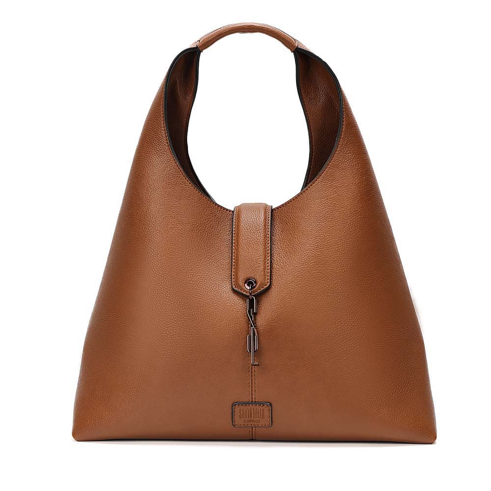 Bolsa Hobo Grande Floater Marrom Safari Alça De Ombro