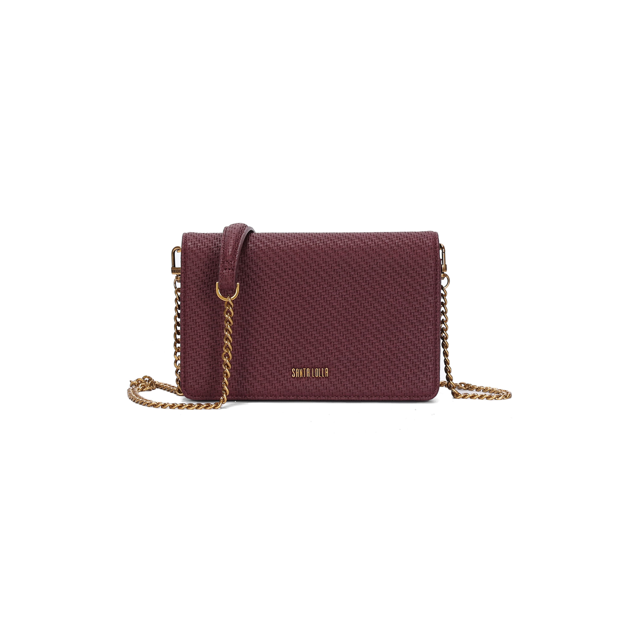 Bolsa Pequena Material Canvas Roxo Berry Alça Transversal Corrente