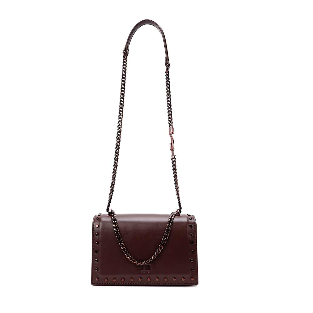 Bolsa Pequena Soft Marrom Dark Alça De Ombro Corrente
