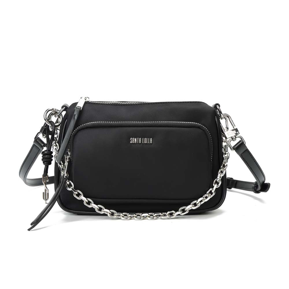 Bolsa Pequena Nylon Preta Alça Transversal