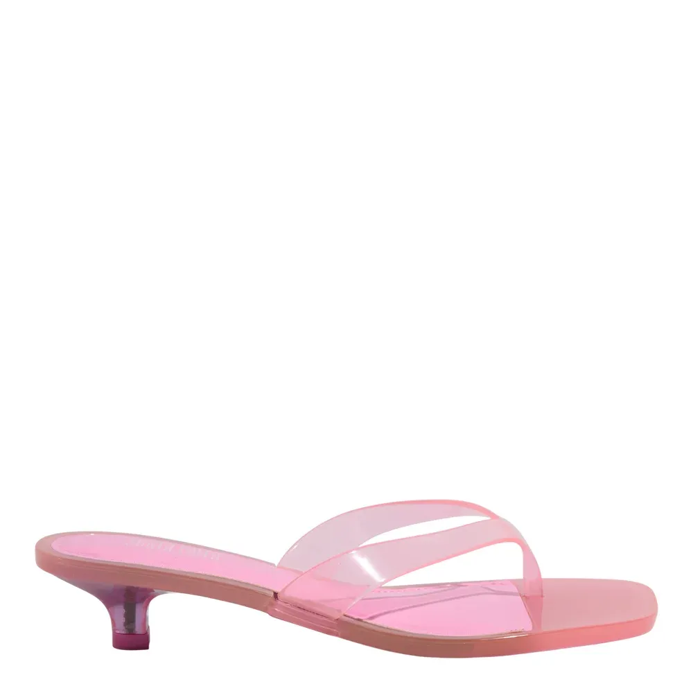 Mule Thong Borracha Rosa Pink Salto Baixo