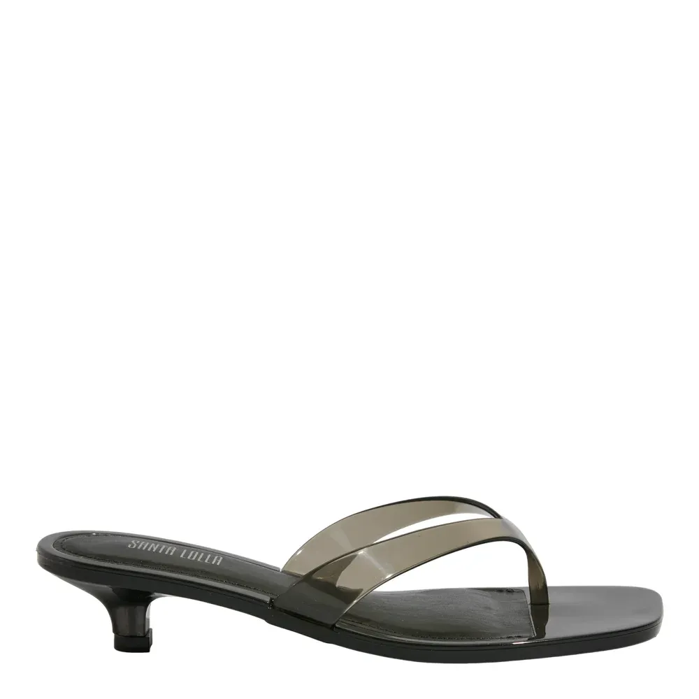Mule Thong Borracha Preto Salto Baixo