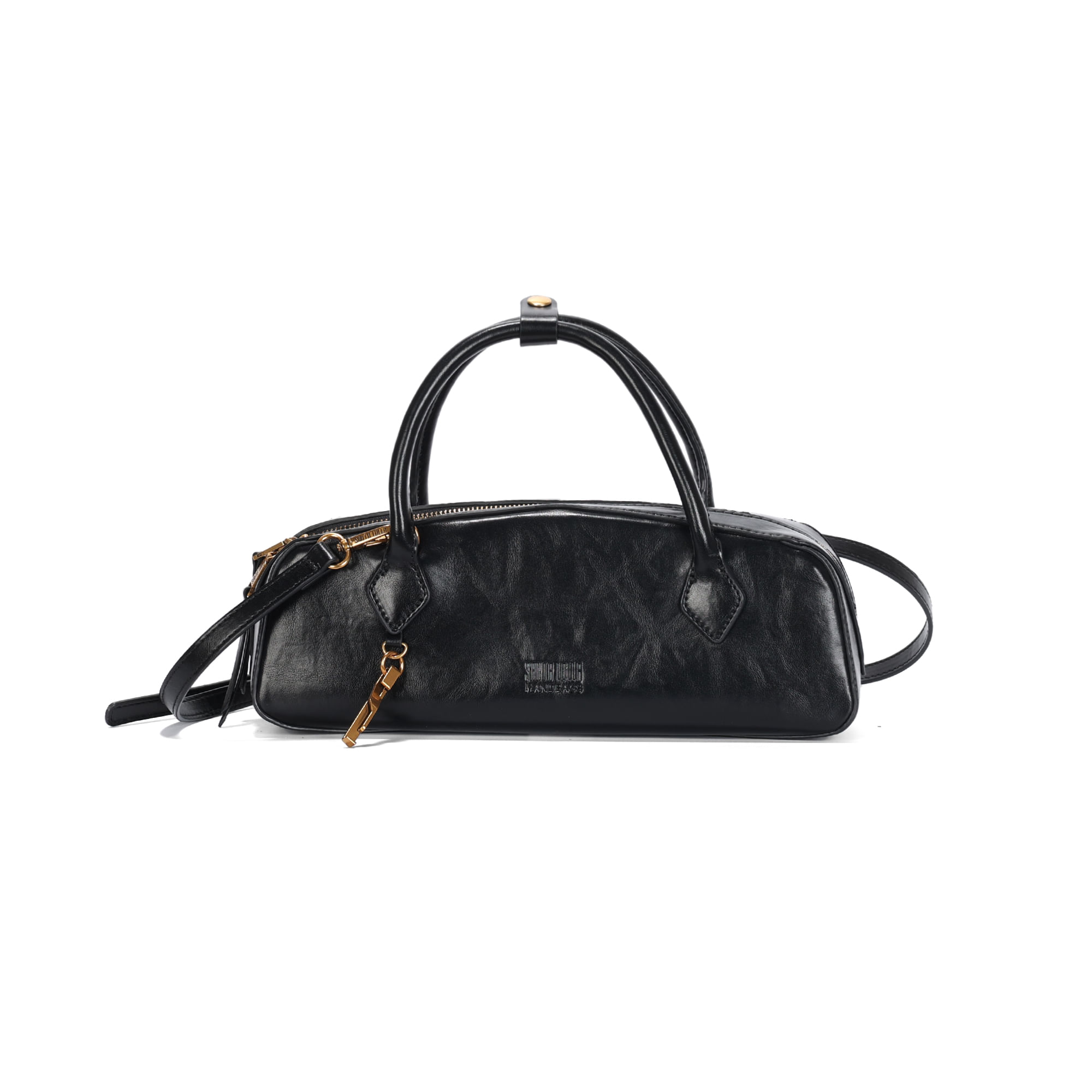 Bolsa Baguete Pequena Soft Preto Alça Dupla