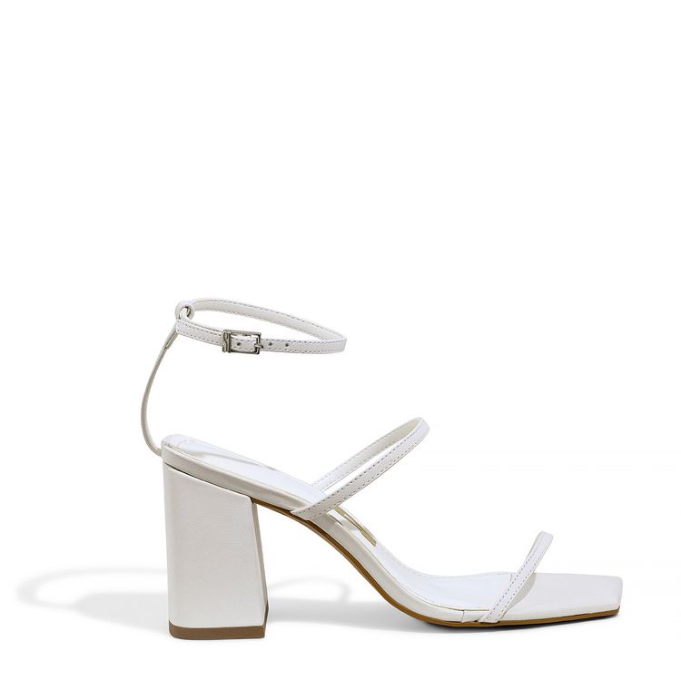 Sandália tiras salto alto branco - santalolla