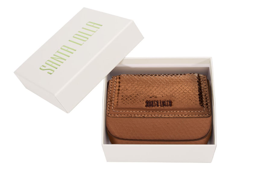 Bolsa Com Caixa Transversal Metalizada Bronze