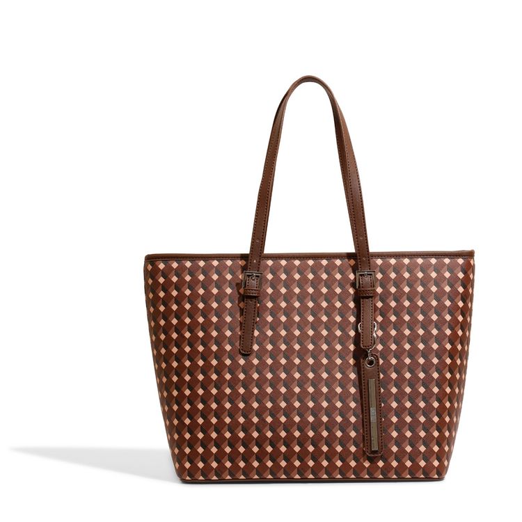 Bolsa shopper fivela cubos marrom - santalolla