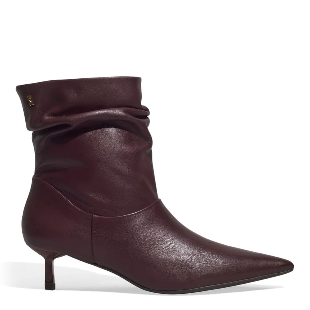 Bota Couro Cano Baixo Slouch Roxo Berry