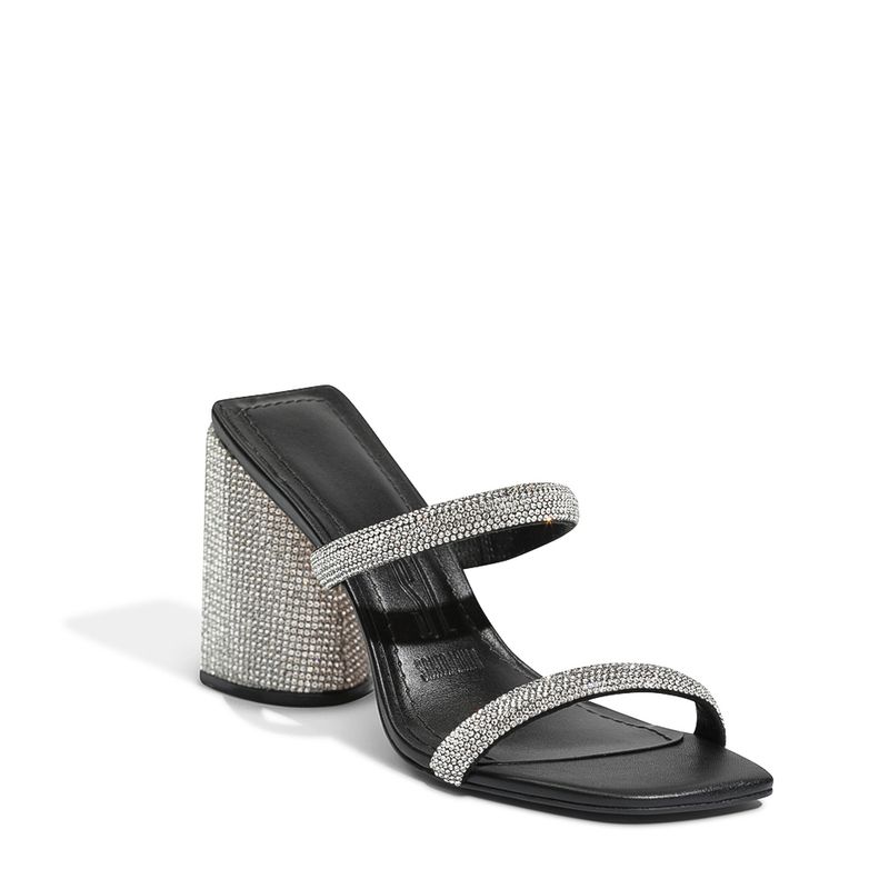 Mule shiny cristal salto alto preta - santalolla