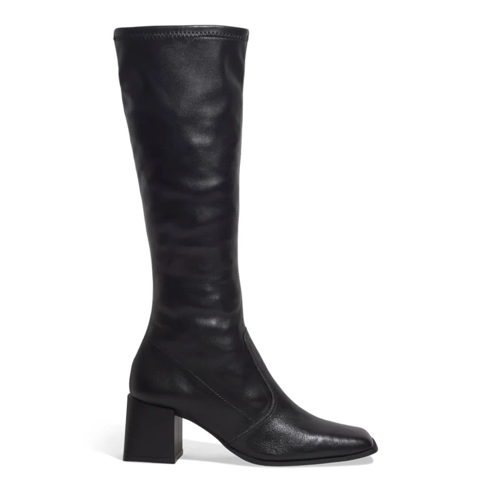 Bota Couro Cano Alto Preta Salto Grosso