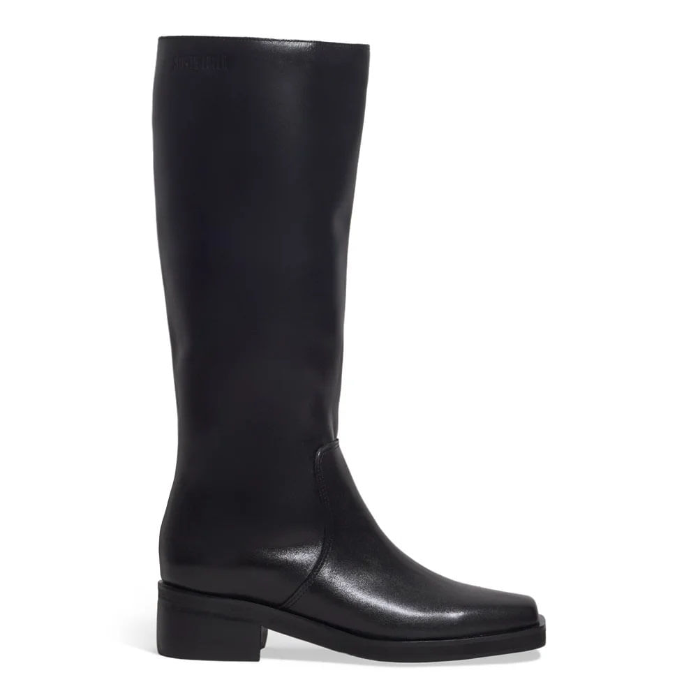 Bota Montaria Couro Preto Cano Alto